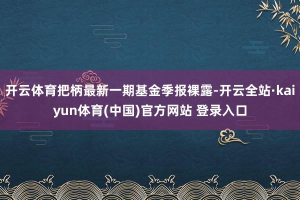 开云体育把柄最新一期基金季报裸露-开云全站·kaiyun体育(中国)官方网站 登录入口