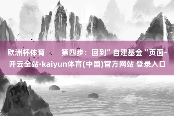 欧洲杯体育        第四步：回到”自建基金“页面-开云全站·kaiyun体育(中国)官方网站 登录入口